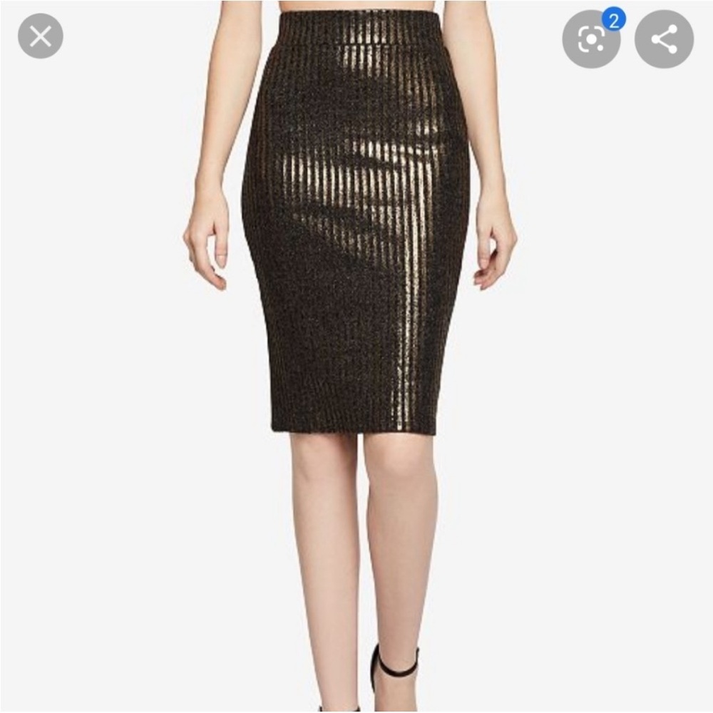 BCBGeneration Black and Gold Striped Pencil Skirt- Size Small